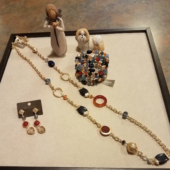 Chico's Jewelry - NWT Chico's Carla Necklace, bracelet & pierced ear